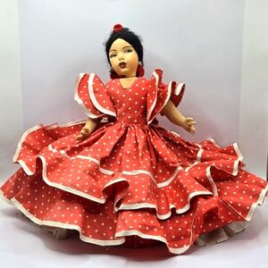 1930’s Munecas Pages Topsy Turvy Spanish Doll Fabric Handpainted Beautiful 11"L
